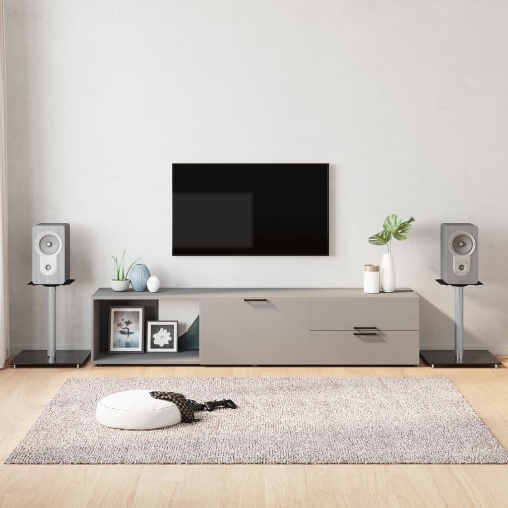 VIDAXL -Lautsprecherstandards 2 Stcs 1 Säule gehärtetes Glas schwarz und silber
