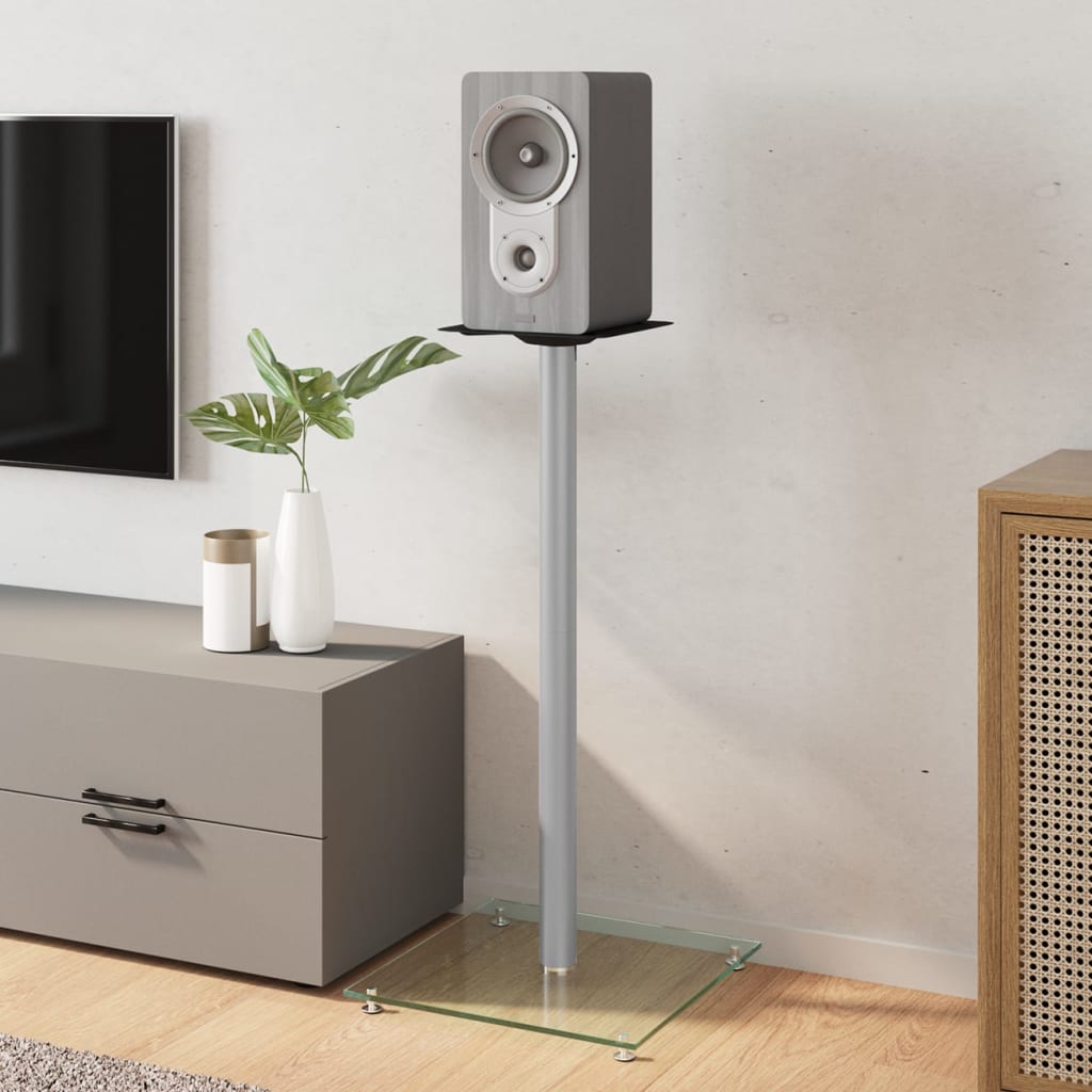 VIDAXL -Lautsprecherstandards 2 Stcs 1 Säule gehärtetes Glas versilbert