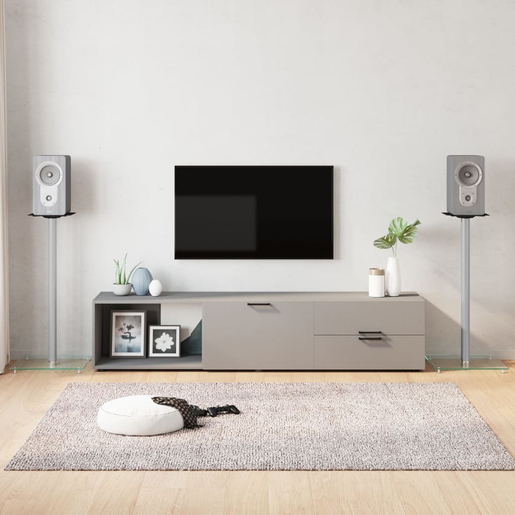 VIDAXL -Lautsprecherstandards 2 Stcs 1 Säule gehärtetes Glas versilbert