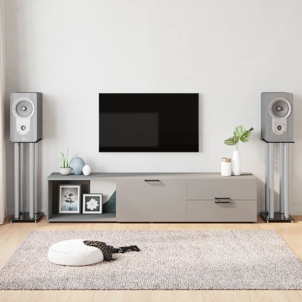 VIDAXL -Lautsprecherstandards 2 Stcs 4 Säulen gehärtetes Glas Schwarz Silber