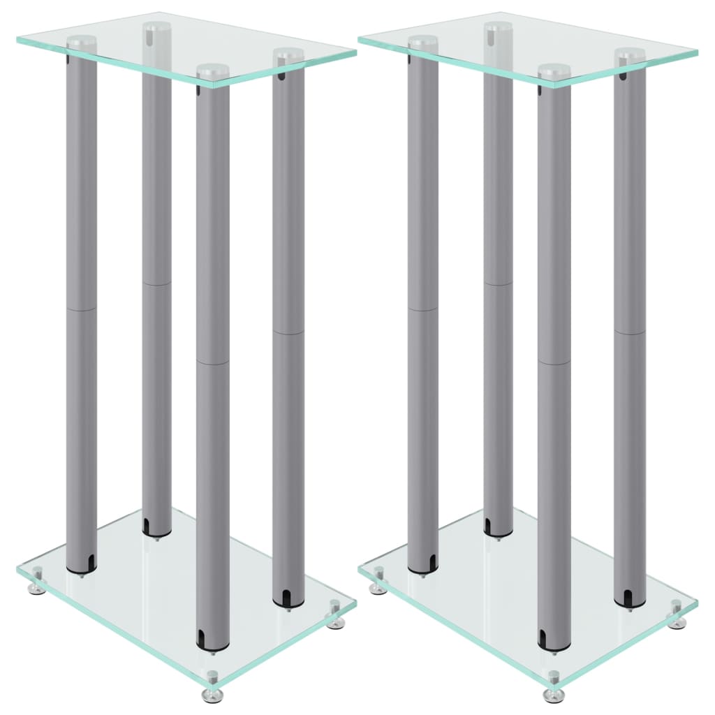 VIDAXL -Lautsprecherstandards 2 Stcs 4 Säulen gehärtetes Glas versilbert