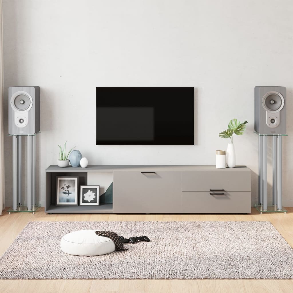 VIDAXL -Lautsprecherstandards 2 Stcs 4 Säulen gehärtetes Glas versilbert