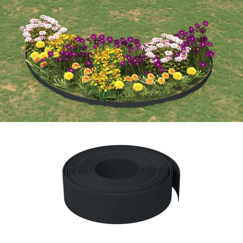 VidaXL Garteneinfassung 10 m 15 cm Polyethylen Schwarz