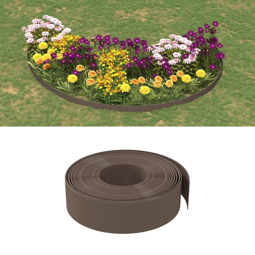 VidaXL Garteneinfassung 10 m 15 cm Polyethylen Braun