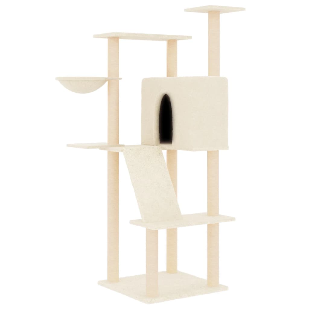 Vidaxl -Katzenmöbel mit Sisal -Kratzerposten 143 cm creme - geliert