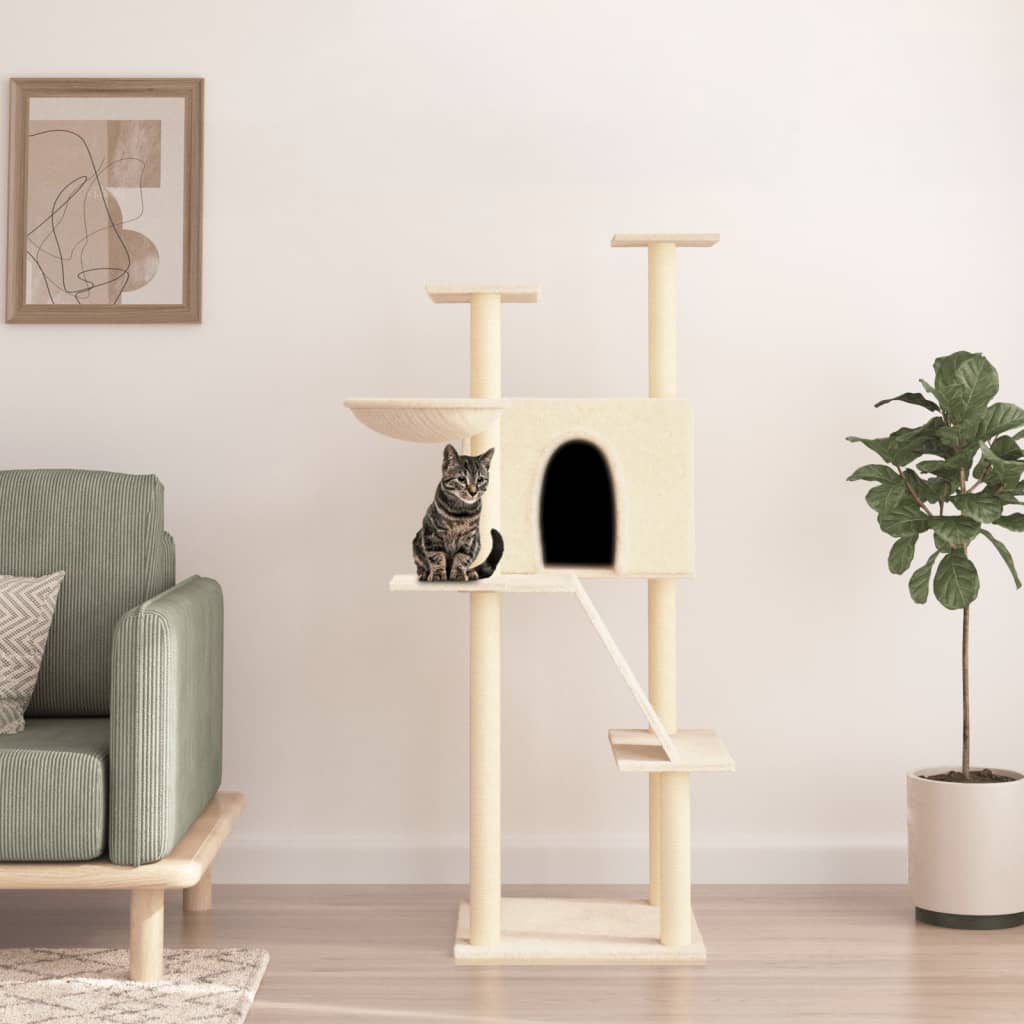 Vidaxl -Katzenmöbel mit Sisal -Kratzerposten 143 cm creme - geliert
