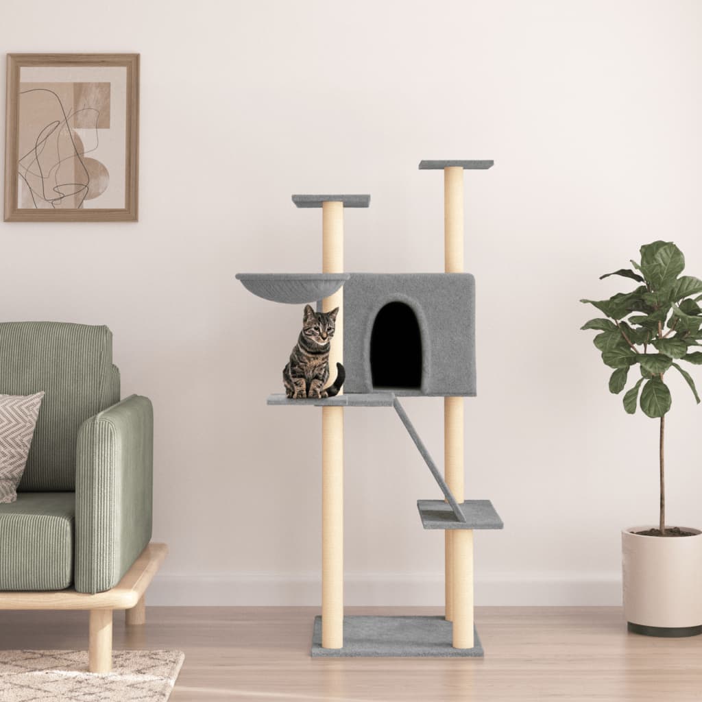 Vidaxl-Katzenmöbel mit Sisal-Kratzern 143 cm hellgrau