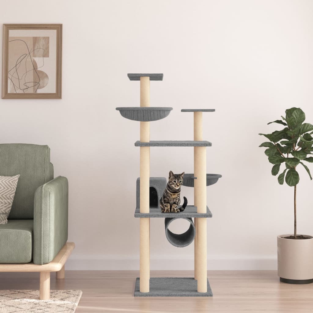 Vidaxl-Katzenmöbel mit Sisal-Kratzern 141 cm hellgrau