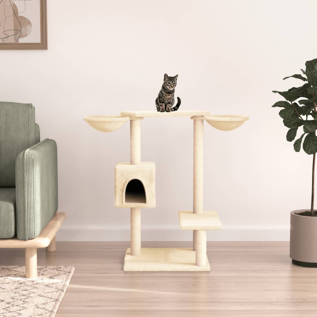 Vidaxl-Katzenmöbel mit Kratzpfosten 82 cm creme – geliert