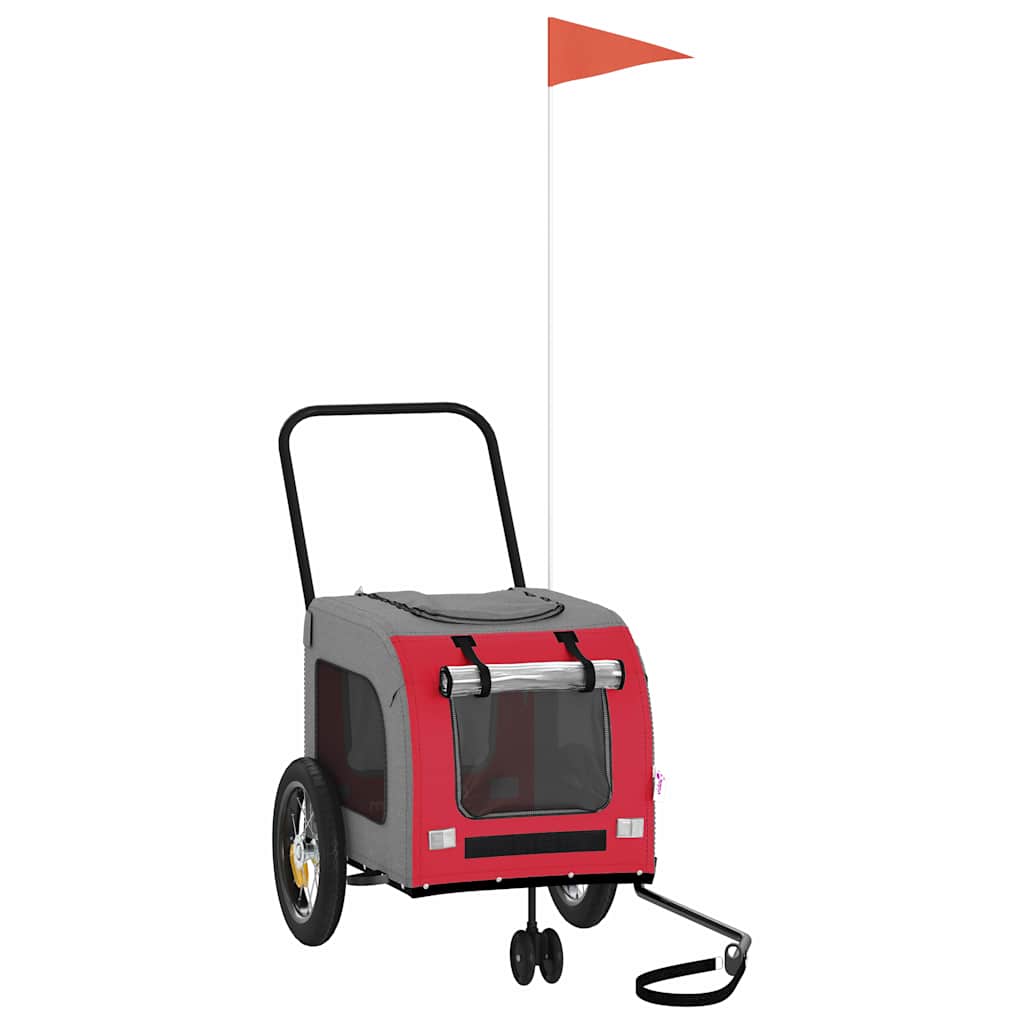 Vidaxl fietskar voor huisdieren rood en grijs 125 x 53 x 54 cm