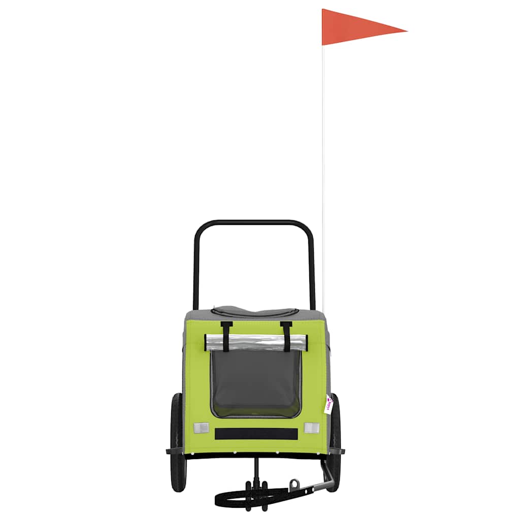 Vidaxl fietskar voor huisdieren groen en grijs 125 x 53 x 54 cm