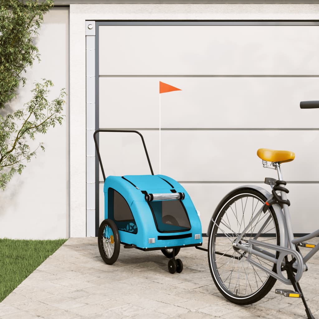 Vidaxl hondenfietstrailer oxford stof en ijzer blauw