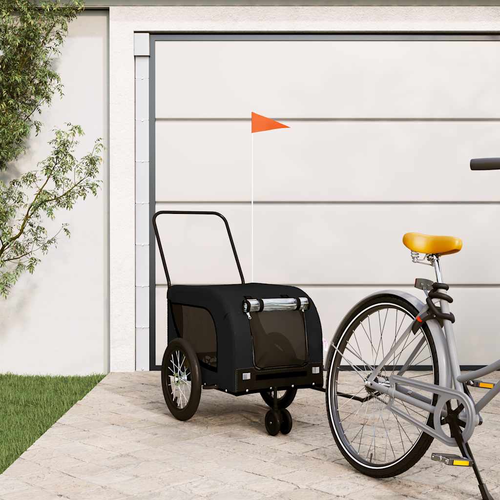 Vidaxl hondenfietstrailer oxford stof en ijzer zwart