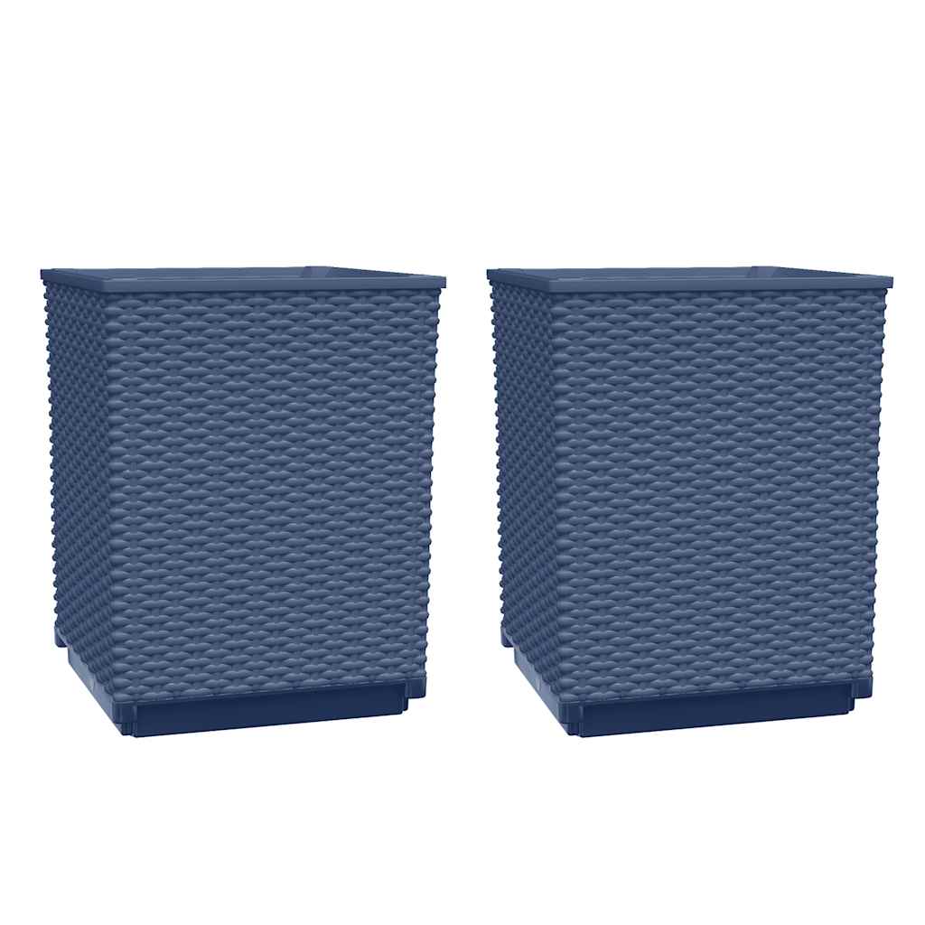 VidaXL Pflanzgefäße, 2 Stück, 30 x 30 x 37 cm, Polypropylen, Blau-Grau