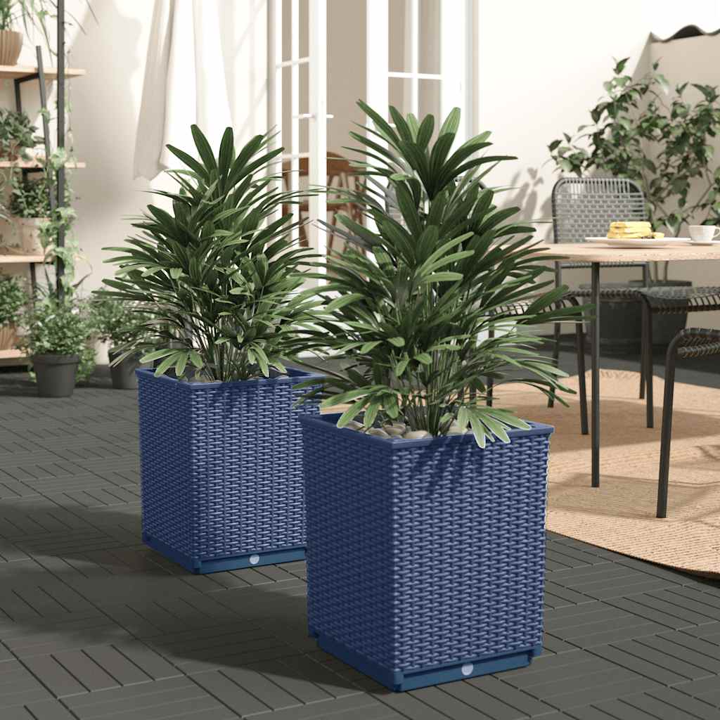 VidaXL Pflanzgefäße, 2 Stück, 30 x 30 x 37 cm, Polypropylen, Blau-Grau
