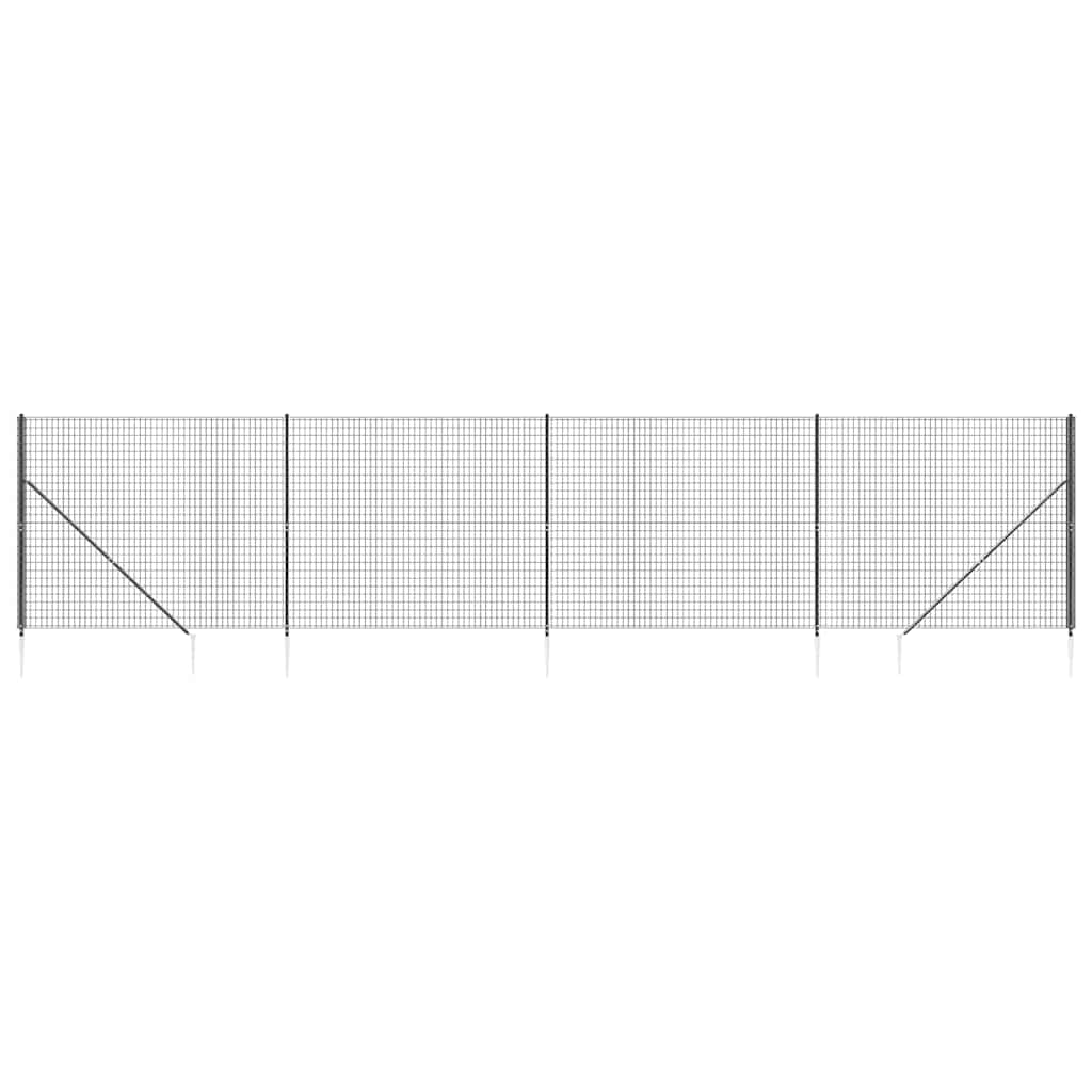 Vidaxl draadgaashek met grondankers 1,4x10 m antracietkleurig
