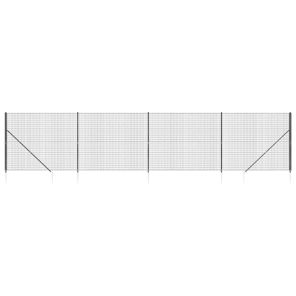 Vidaxl draadgaashek met grondankers 1,6x10 m antracietkleurig