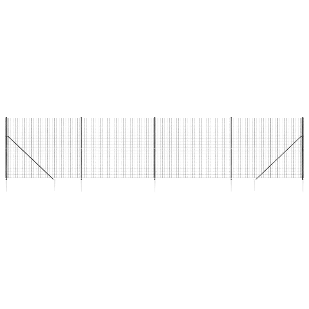 Vidaxl draadgaashek met grondankers 1,4x10 m antracietkleurig