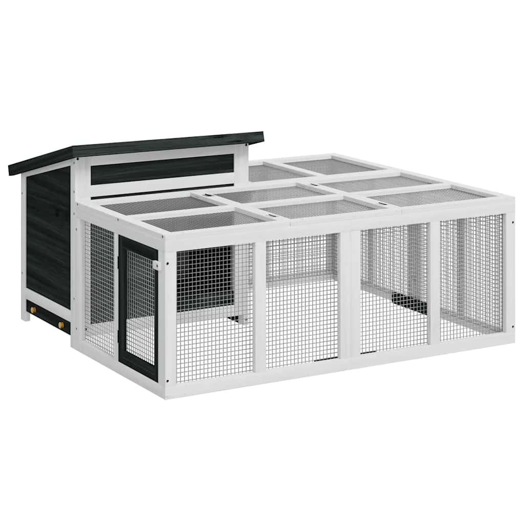 Vidaxl konijnenhok 144x123x67,5 cm massief grenenhout grijs