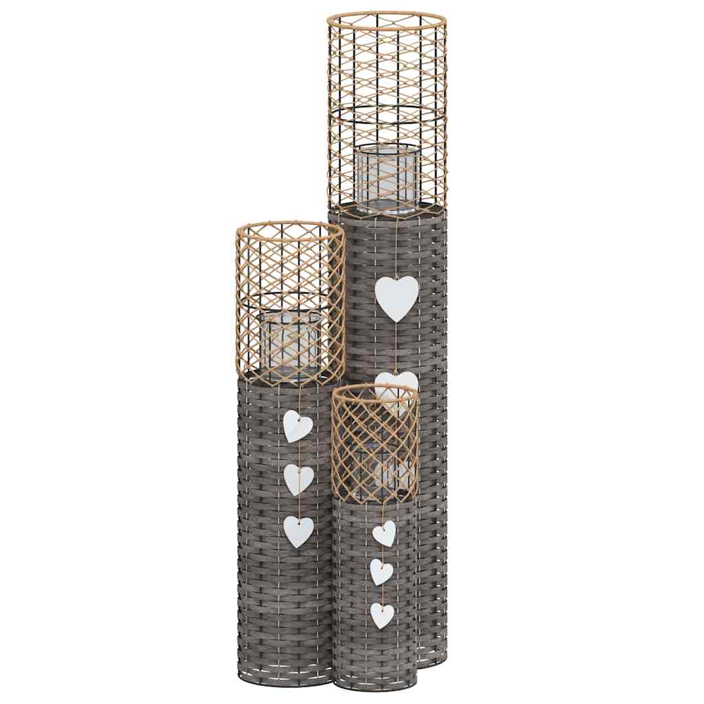 VidaXL -Kerzenhalter 3 St Wicker Grau