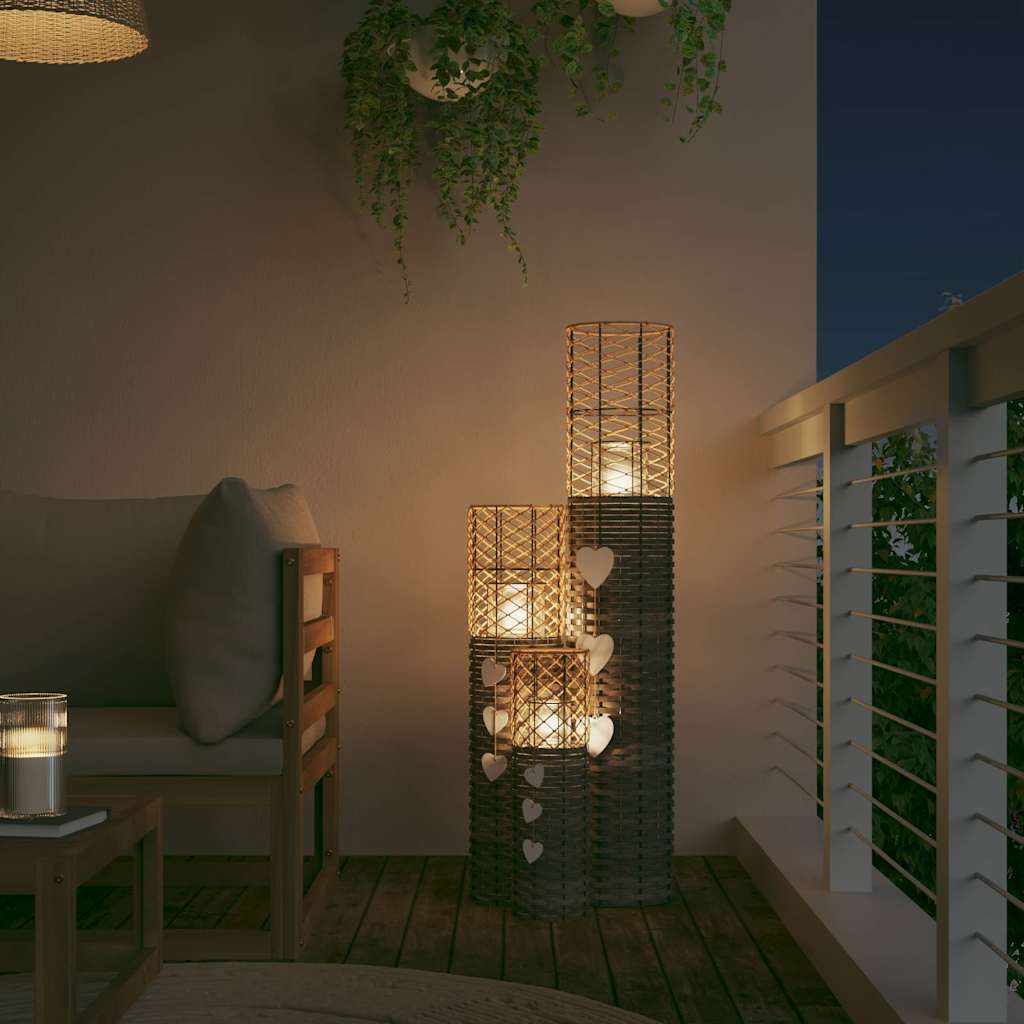 VidaXL -Kerzenhalter 3 St Wicker Grau