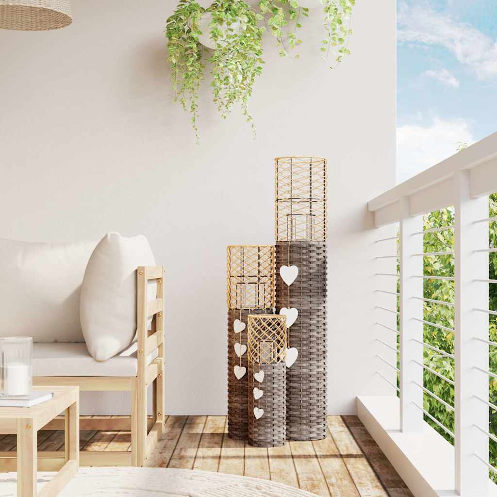 VidaXL -Kerzenhalter 3 St Wicker Grau