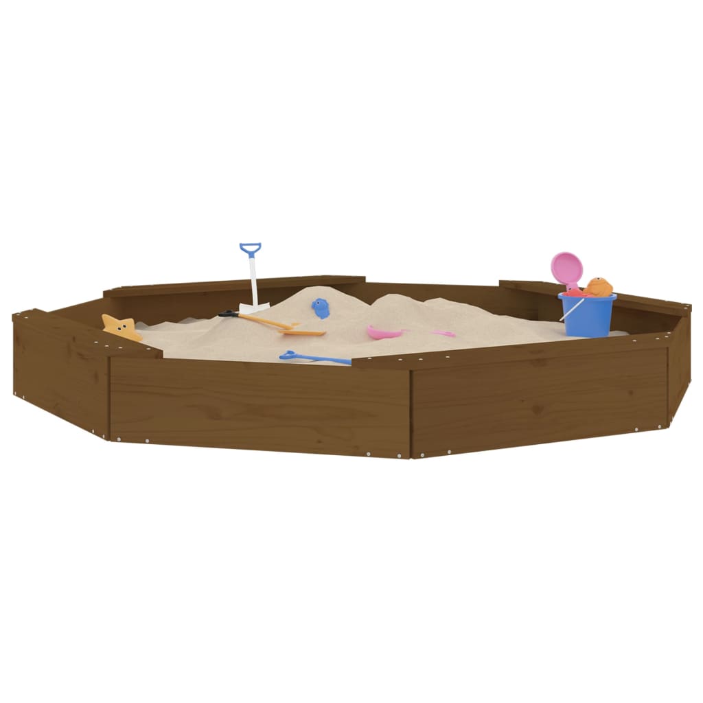 Vidaxxl Sandbox mit Bänken übereckiger massiver Kiefern Honigbraun