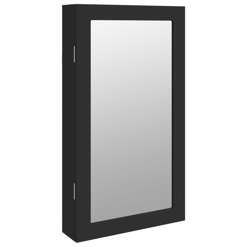 Vidaxl Schmuckschrank mit Spiegel und LED-Wandmontage in Schwarz