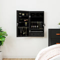 Vidaxl Schmuckschrank mit Spiegel und LED-Wandmontage in Schwarz