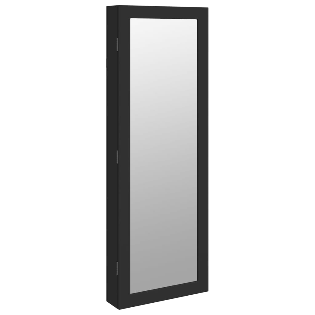 Vidaxl Schmuckschrank mit Spiegel und LED-Wandmontage in Schwarz