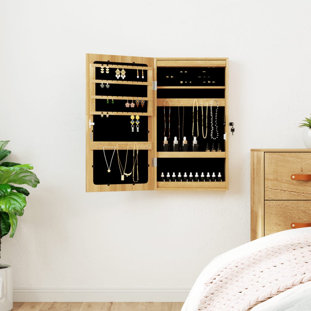 Vidaxl Schmuckschrank mit Spiegel und LED-Beleuchtung – Wandmontage