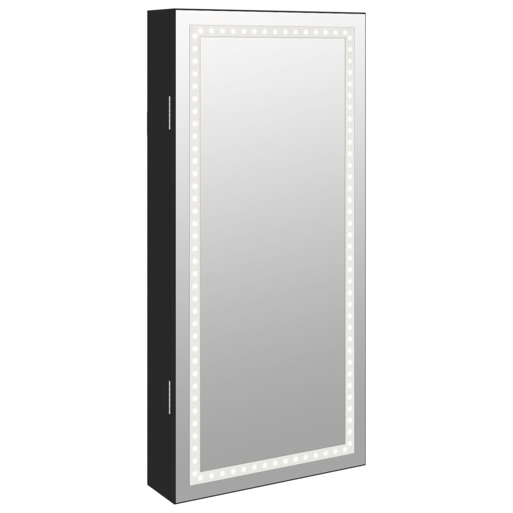 Vidaxl Schmuckschrank mit Spiegel und LED-Wandmontage in Schwarz