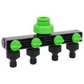 VidaXL Wasserhahnadapter 4-Wege 19,5 x 6 x 11 cm ABS PP grün und schwarz