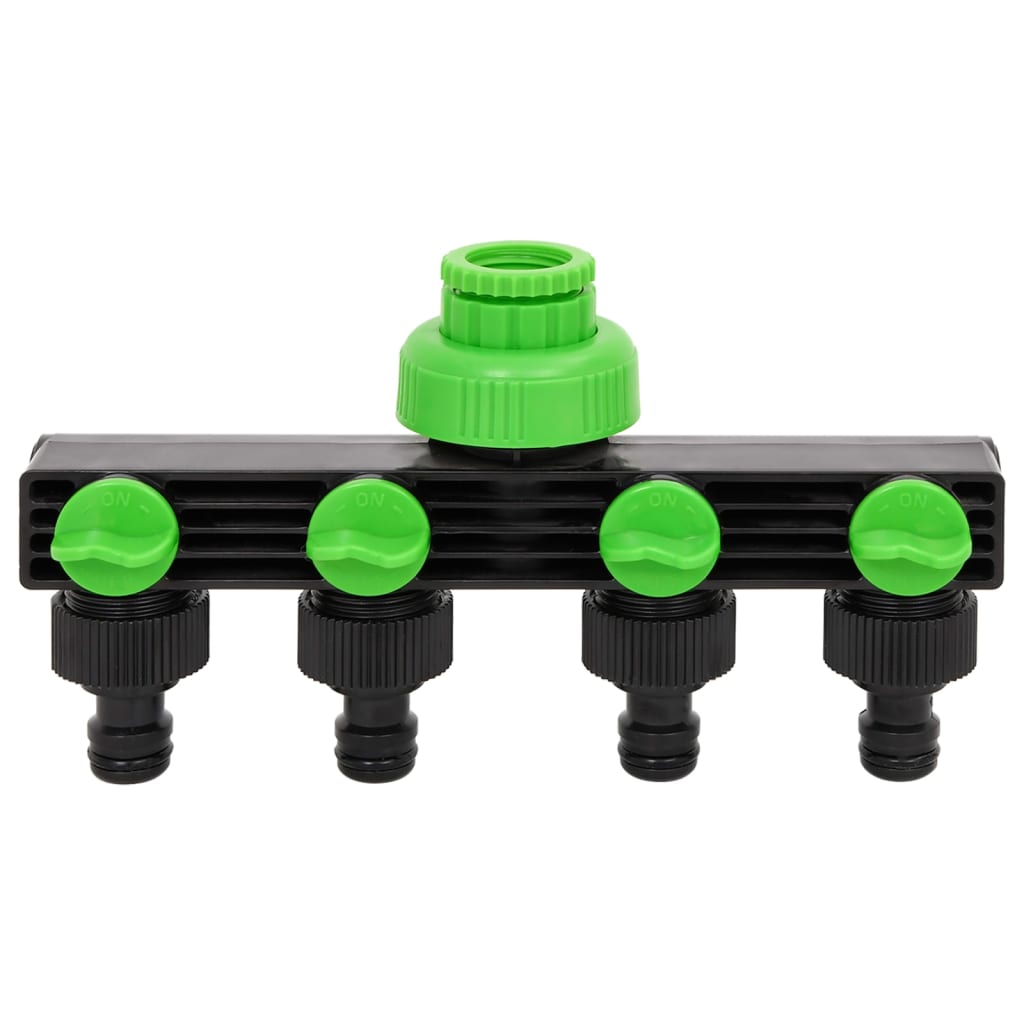VidaXL Wasserhahnadapter 4-Wege 19,5 x 6 x 11 cm ABS PP grün und schwarz