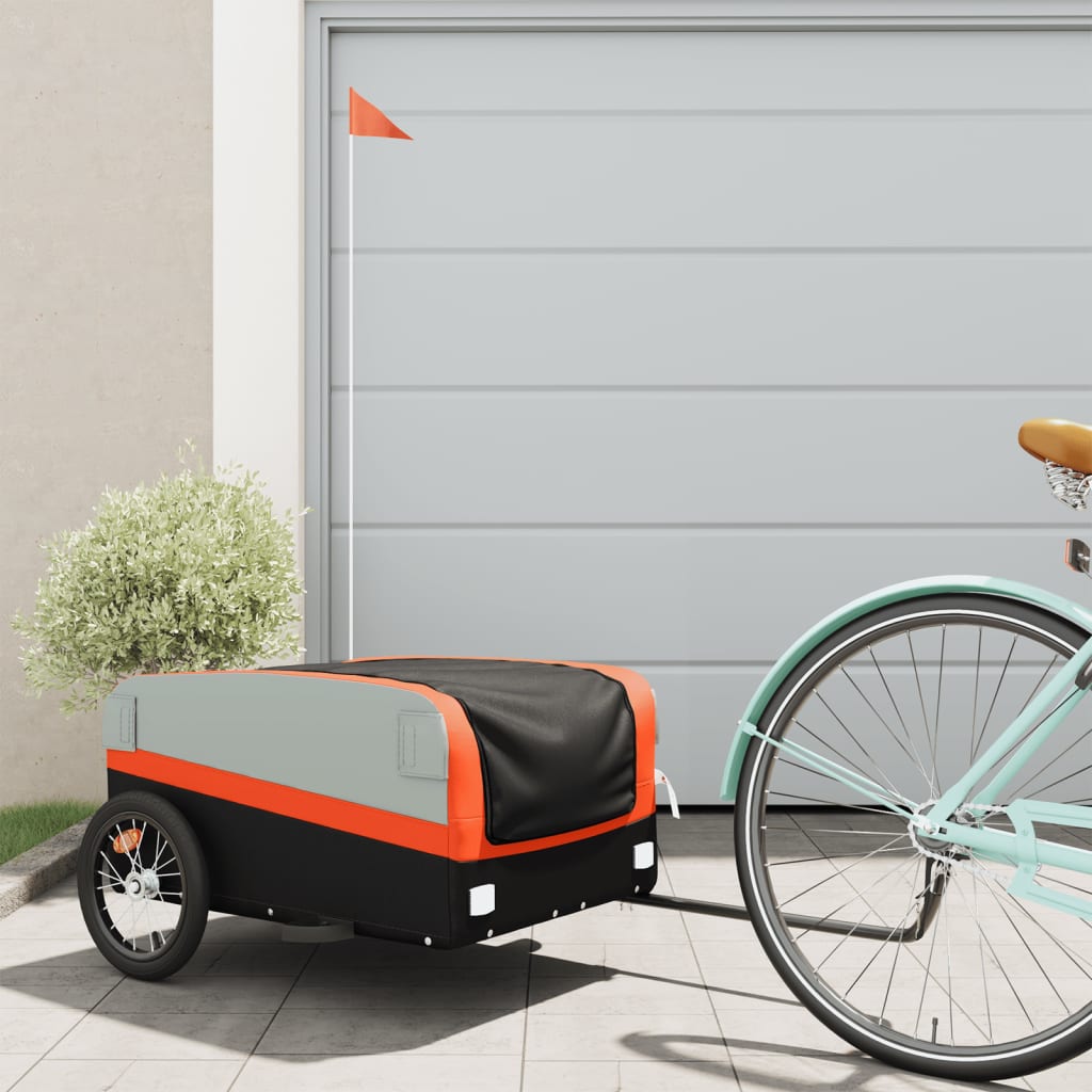 Vidaxl-Fahrradanhänger 45 kg Schwarz und Orange