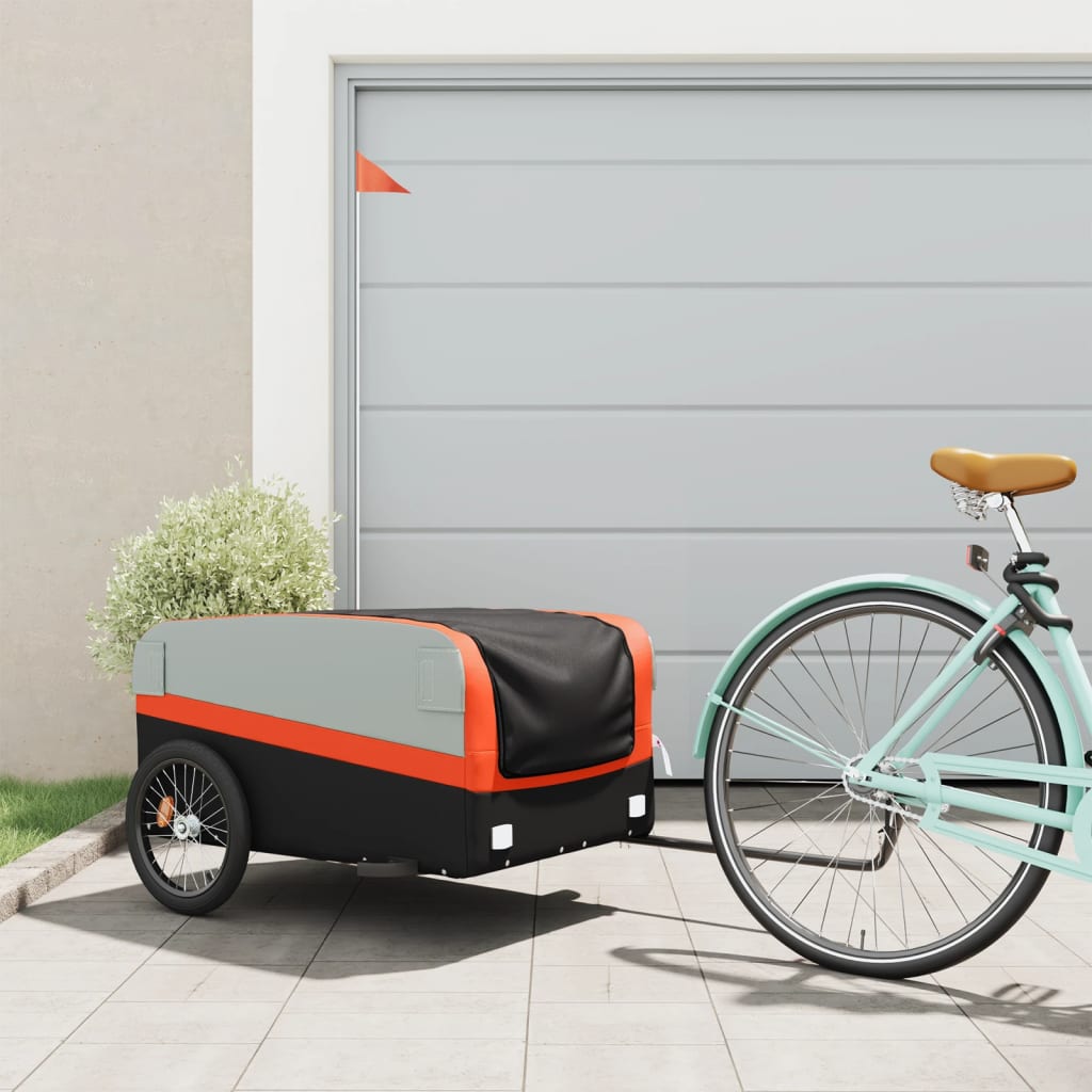 Vidaxl-Fahrradanhänger 45 kg Schwarz und Orange