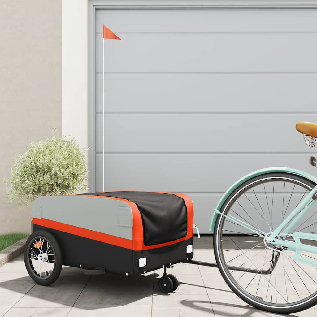 Vidaxl-Fahrradanhänger 45 kg Schwarz und Orange