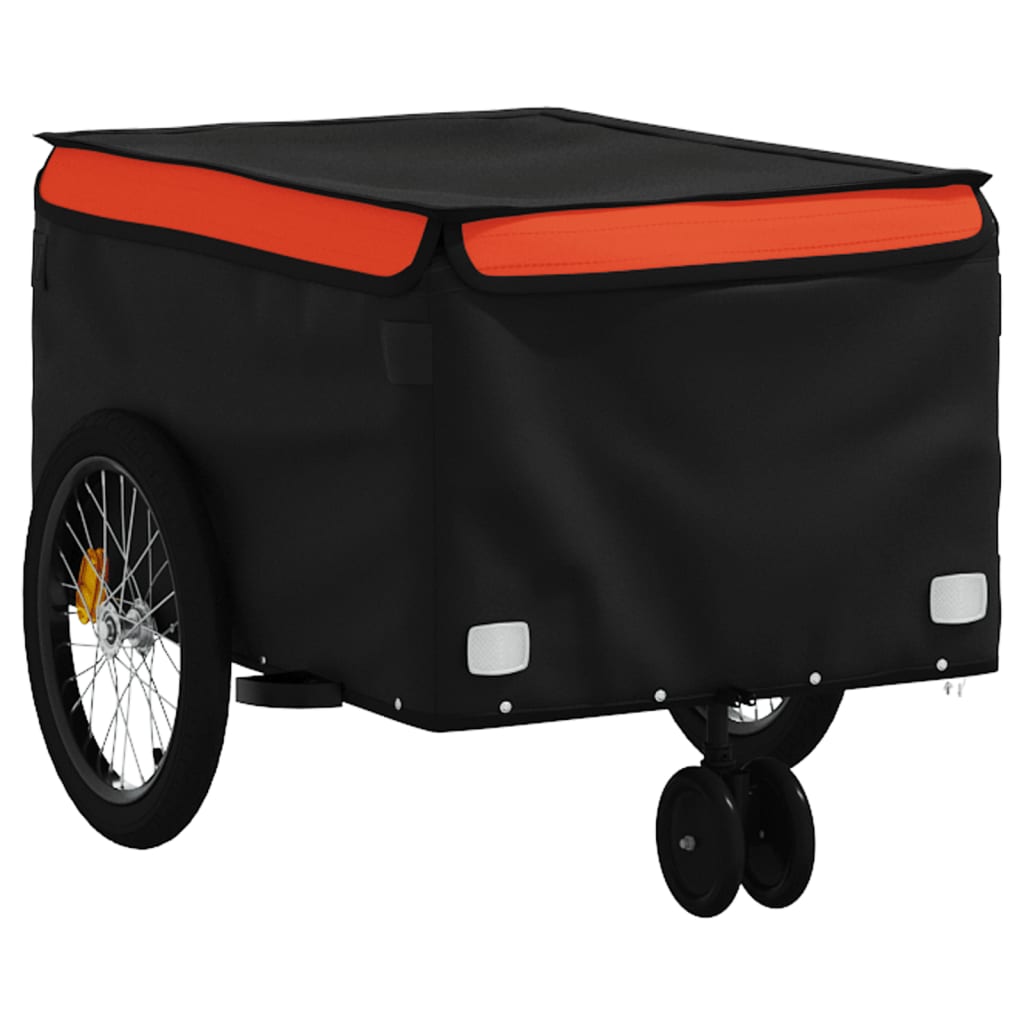Vidaxl fietstrailer 30 kg ijzer zwart en oranje