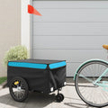 Vidaxl fietstrailer 45 kg ijzer zwart en blauw