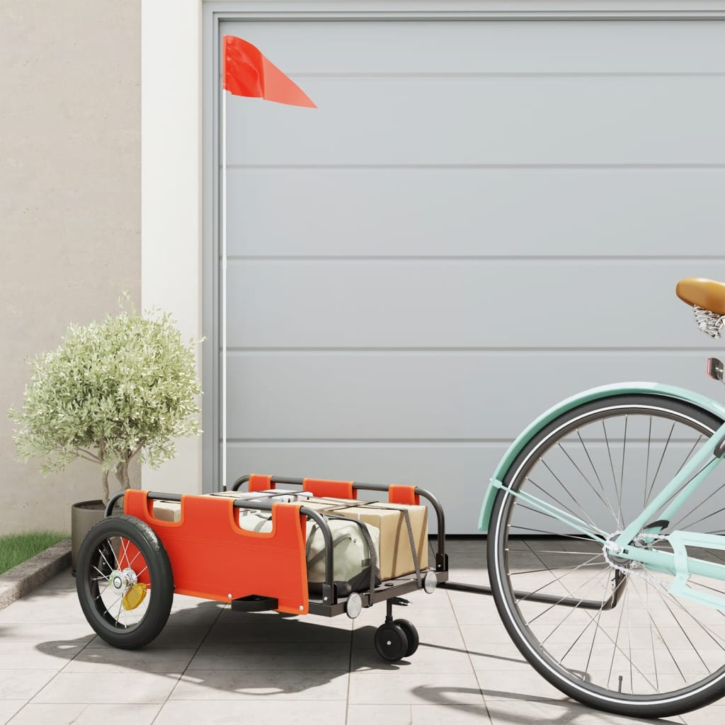Vidaxl fietstrailer oxford stof en ijzer oranje