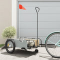 Vidaxl fietstrailer oxford stof en ijzer grijs en zwart