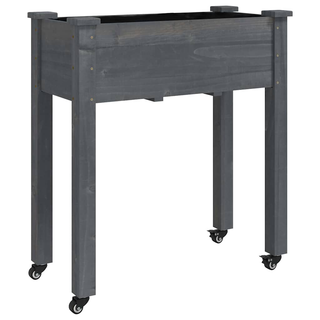 Vidaxl plantenbak op wieltjes 71x37x80 cm massief vurenhout