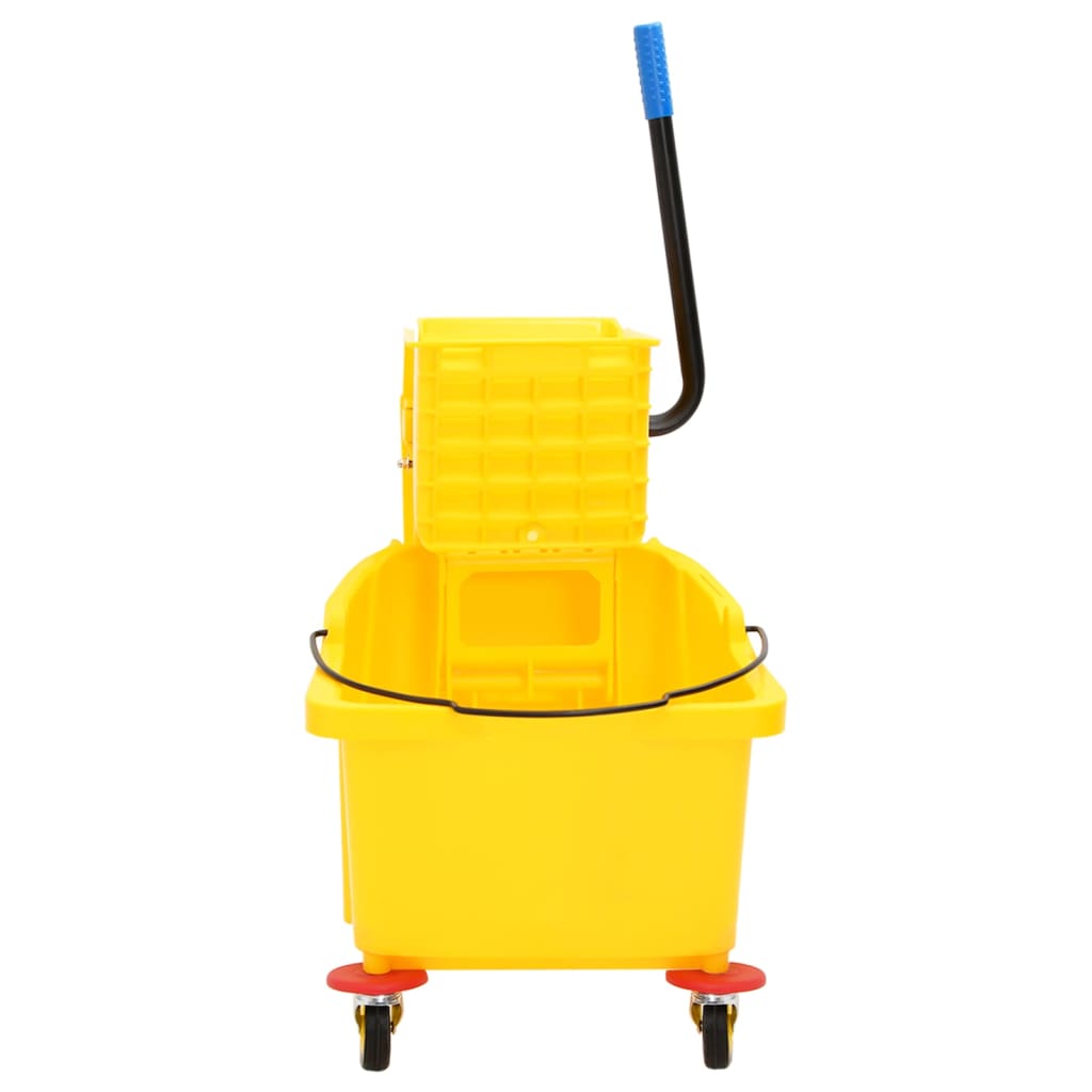 Vidaxl dweilemmer met wringer en wielen 36 l polypropeen geel