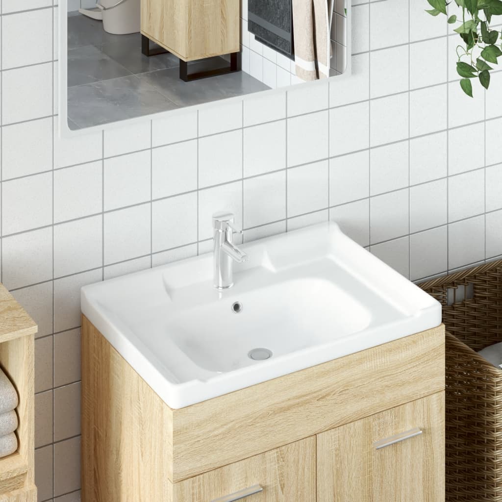 VIDAXL WASCHBECKEN RETTANGULAR 71 x 48x23 cm Keramik Weiß