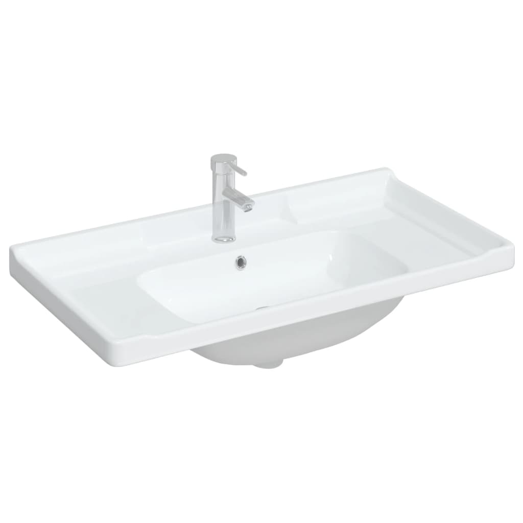 VIDAXL WASCHBECKEN RECHTECKIG 91,5 x 48 x 23 cm Keramik Weiß