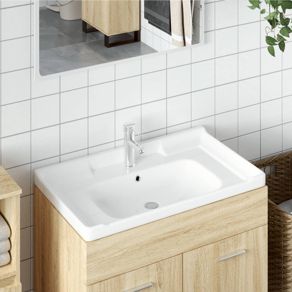 VIDAXL WASCHBECKEN RECHTECKIG 91,5 x 48 x 23 cm Keramik Weiß