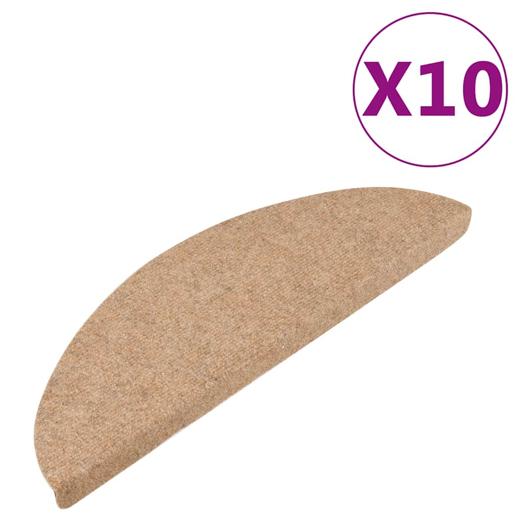 VidaXL Selbstklebende Treppenmatten, 10 Stück, 56 x 17 x 3 cm, Beige
