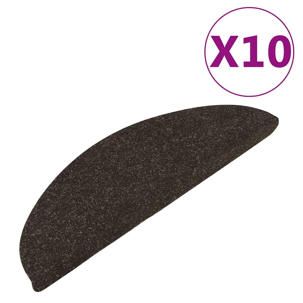 VidaXL Selbstklebende Treppenmatten, 10 Stück, 56 x 17 x 3 cm, Anthrazitfarben