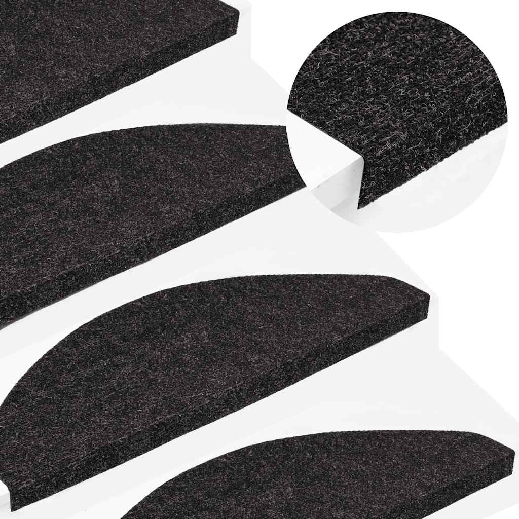 VidaXL Selbstklebende Treppenmatten, 10 Stück, 65 x 22,5 x 3,5 cm, anthrazitfarben