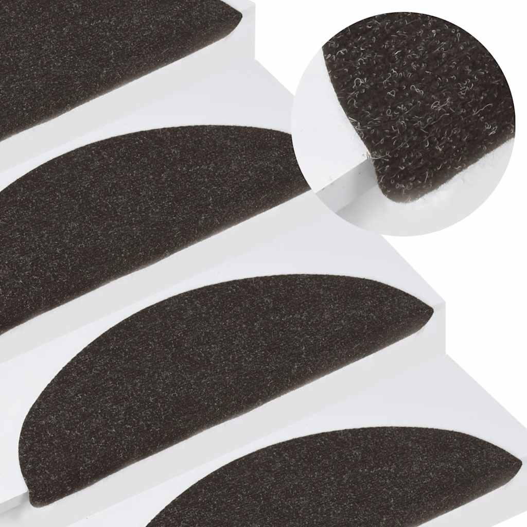 VidaXL Selbstklebende Treppenmatten, 10 Stück, 56 x 17 x 3 cm, Schwarz